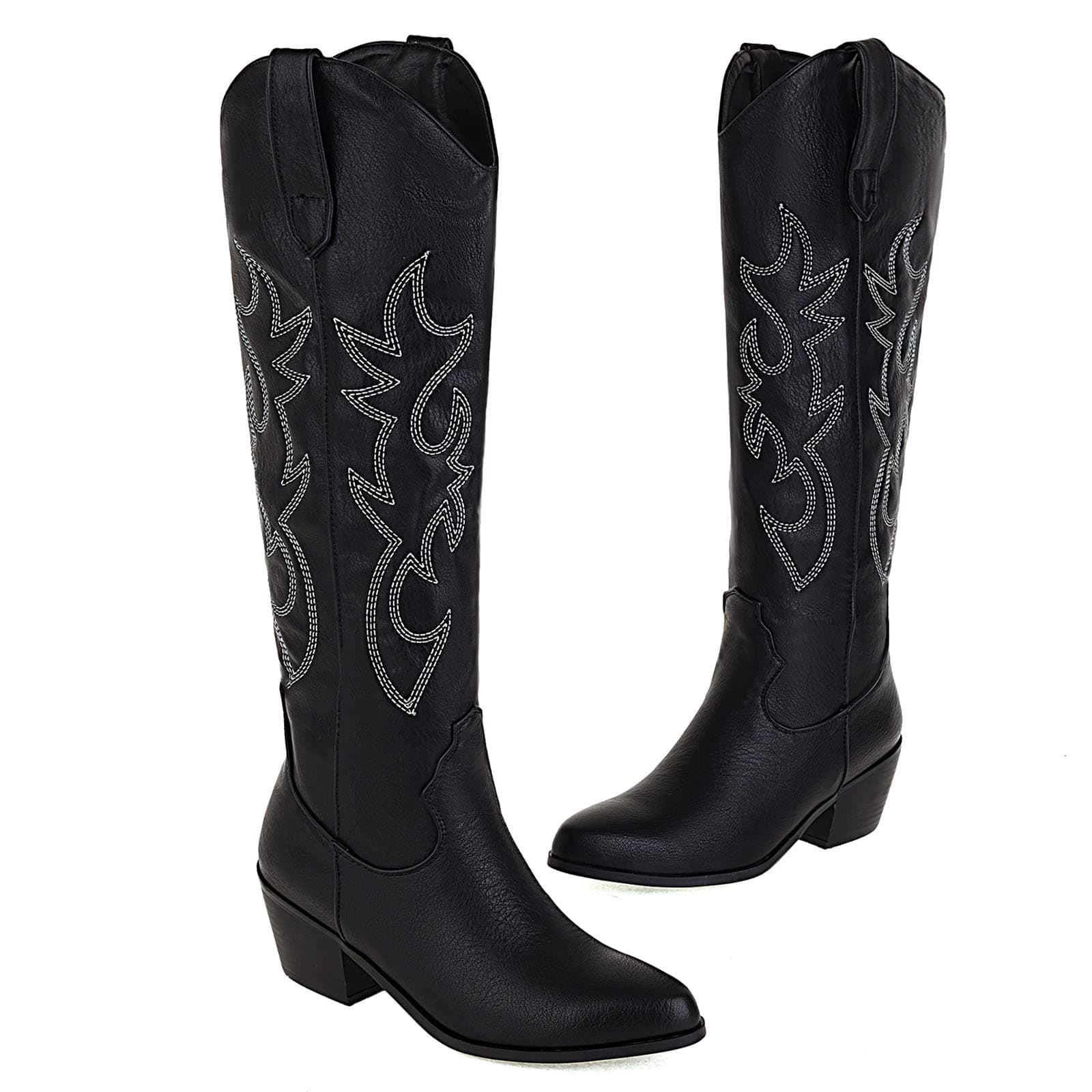 MeiLuSi Embroidered Tall Cowboy Boots for Women