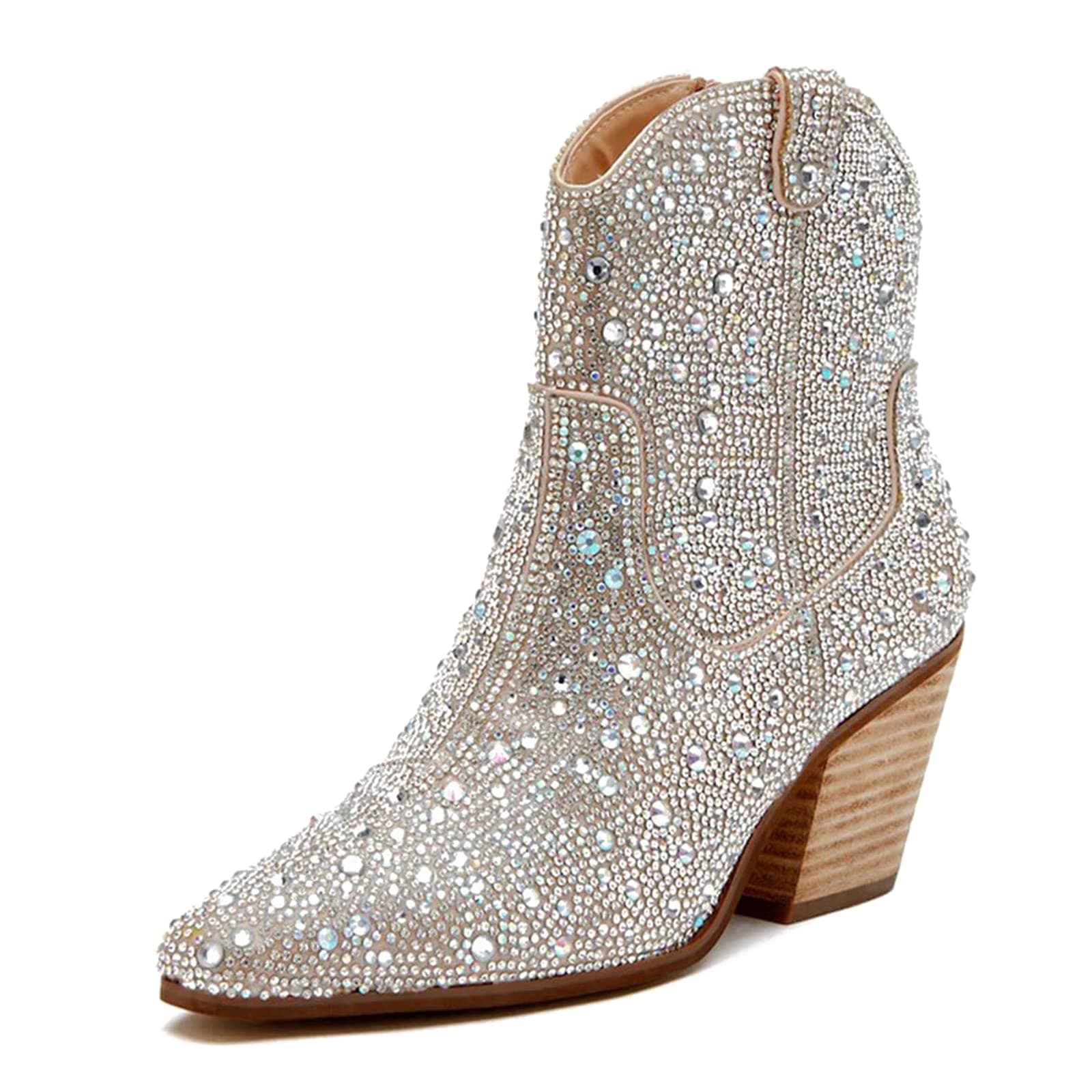 Yallmay Sparkly Rhinestone Cowgirl Booties for Women