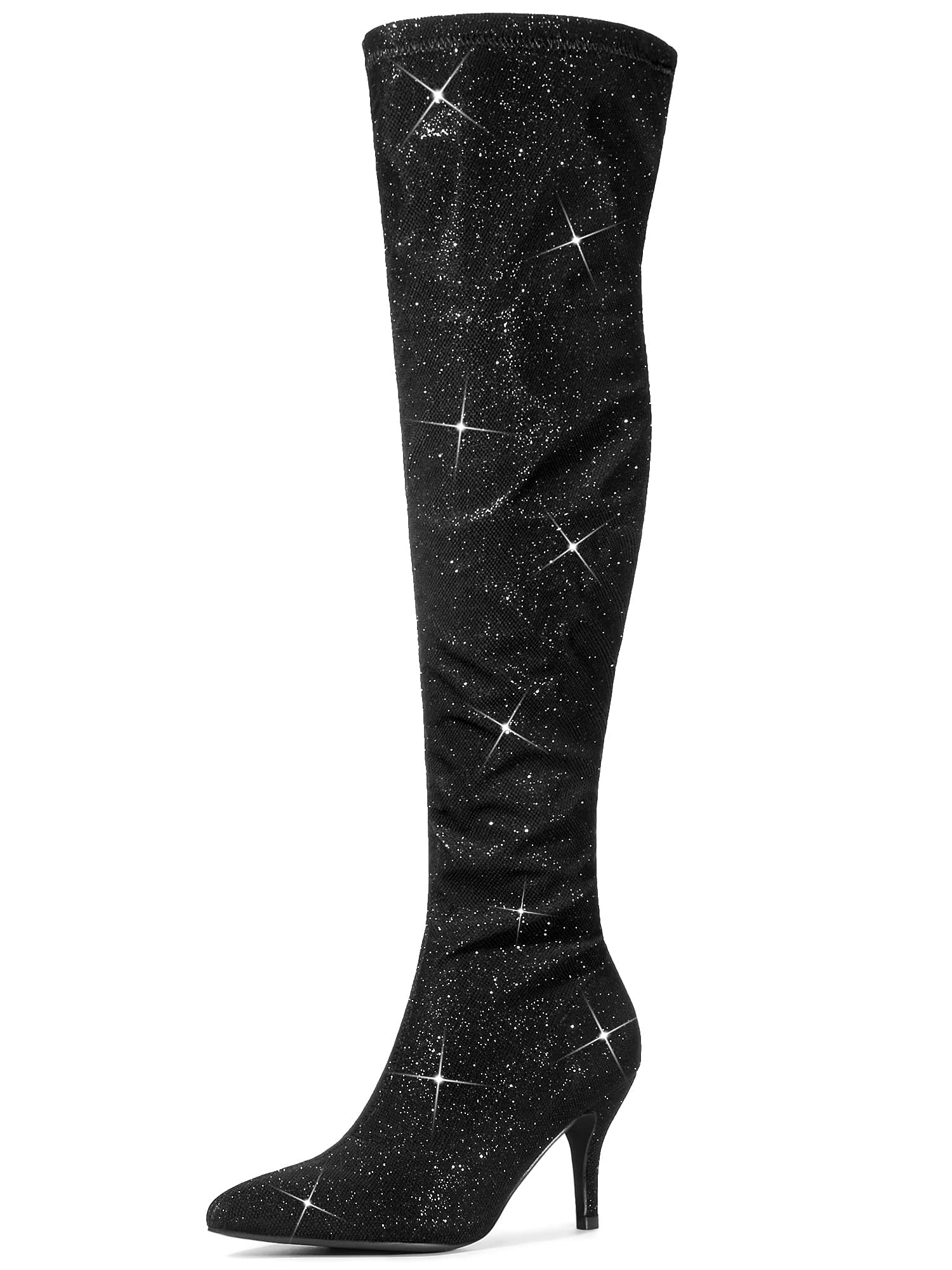 Allegra K Women's Glitter Knee High Stiletto Heels