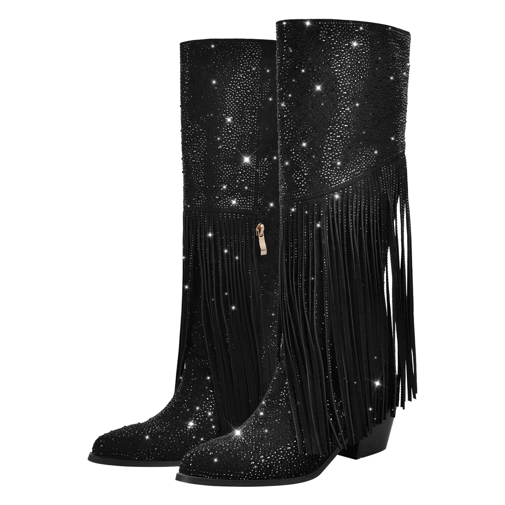 Women's Sparkling Calf-High Rhinestone Boots
