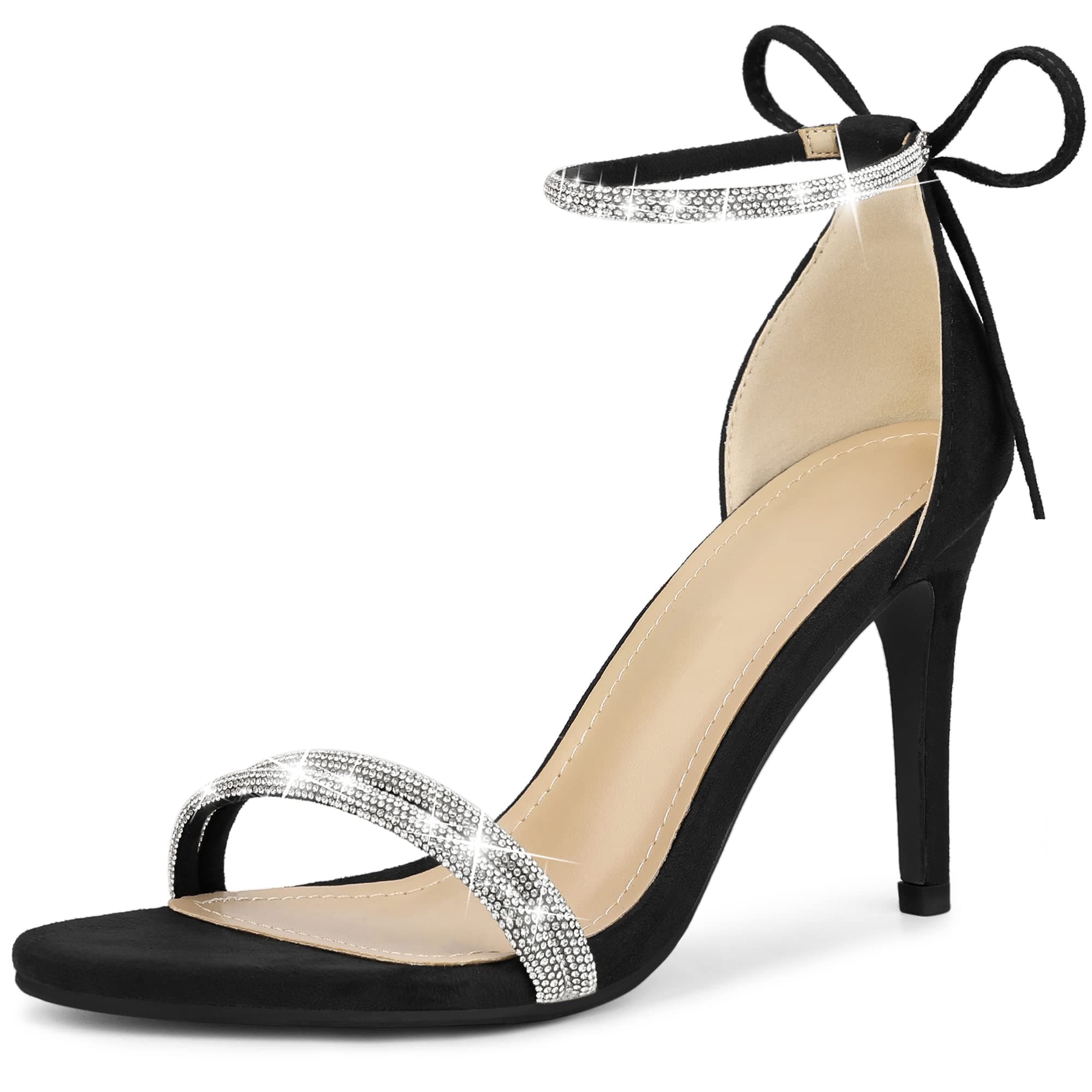 Perphy Rhinestone Ankle Tie Stiletto Heels Sandals