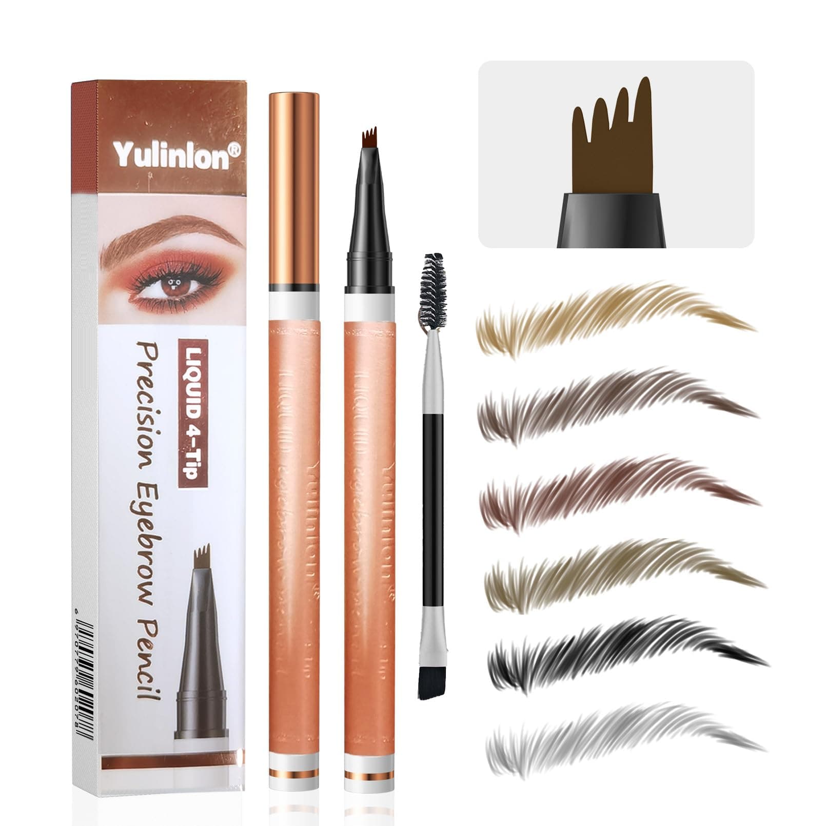 2# Dark Brown 6-Color Waterproof Eyebrow Pen