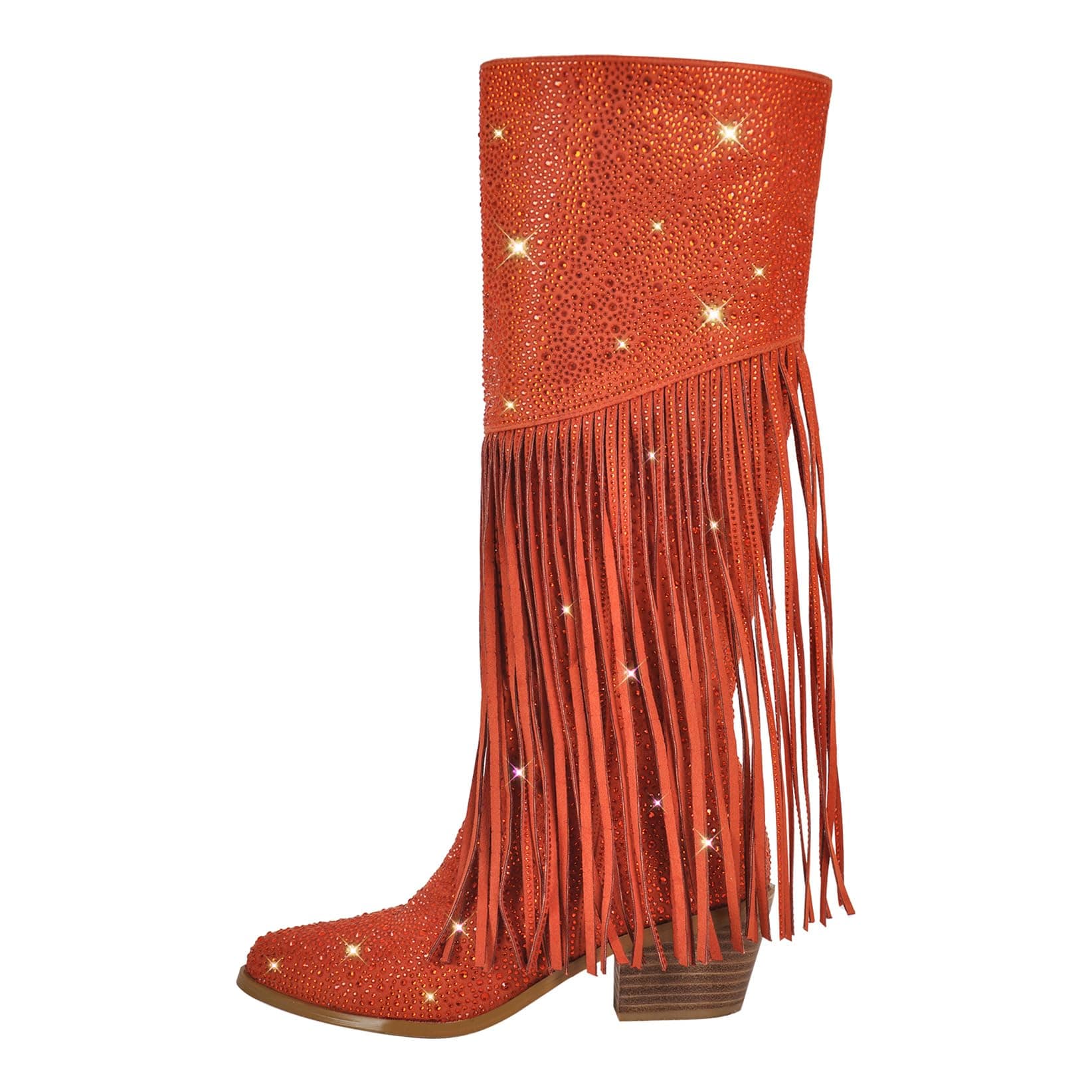 Women's Sparkle Rhinestone Clear Gems Calf High Boots