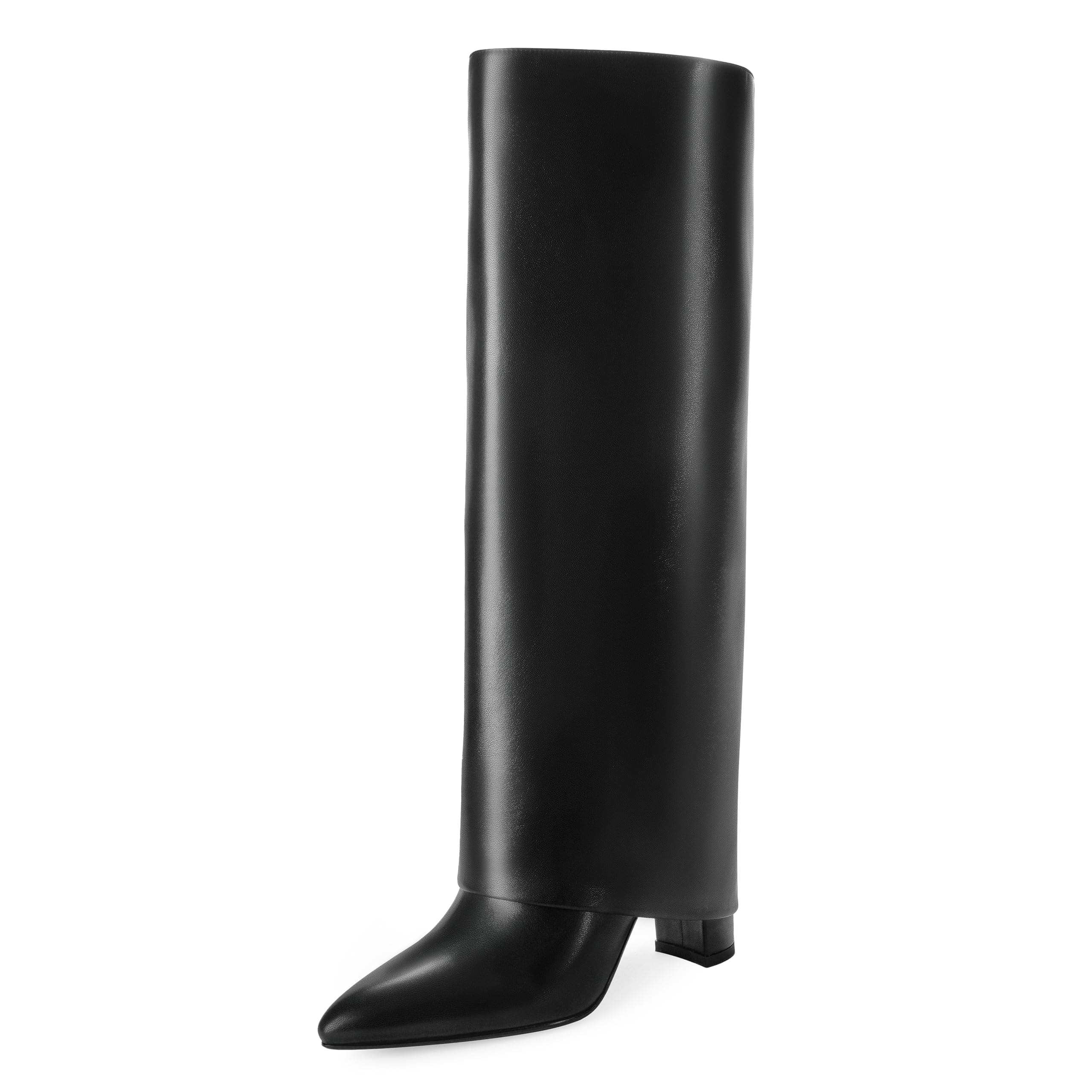 Modatope Chunky Heel Knee High Zipper Boots for Women