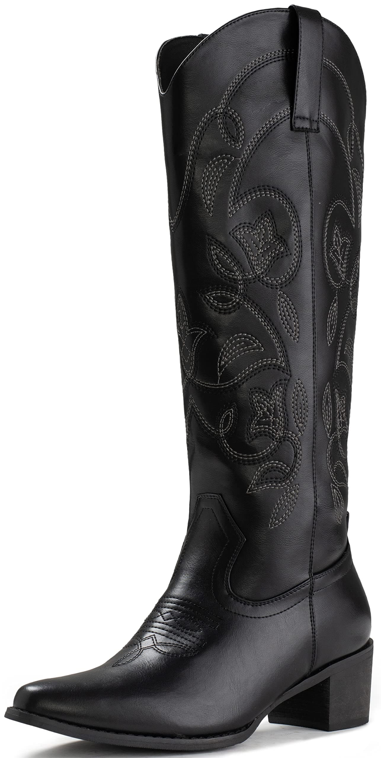IUV Women's Pointy Toe Western Boots Mid Calf Cowgirl Boots
