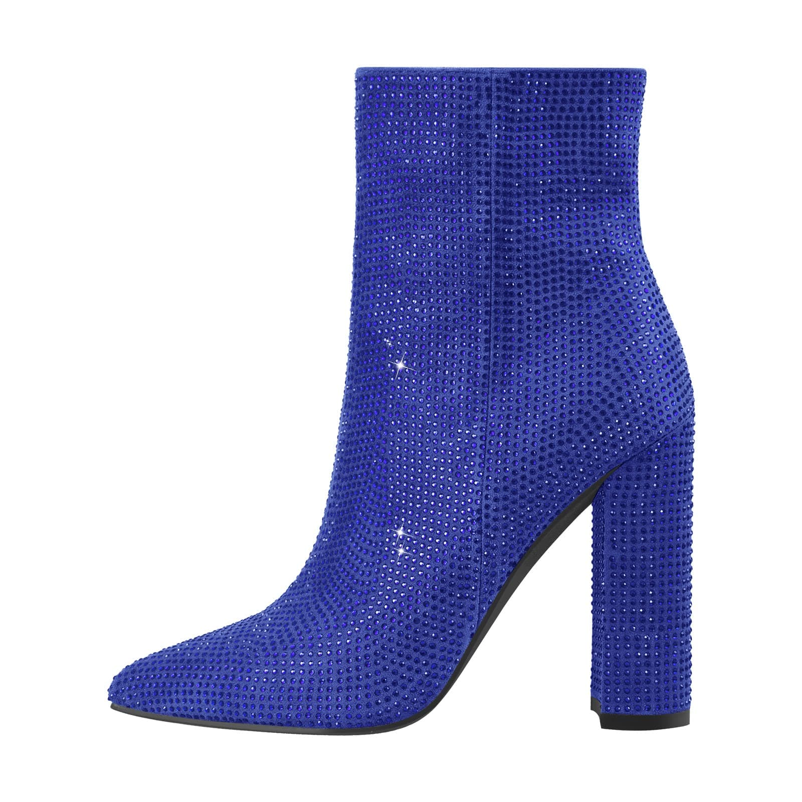 Richealnana Women's Rhinestones Knee High Block Heel Booties for Party Prom