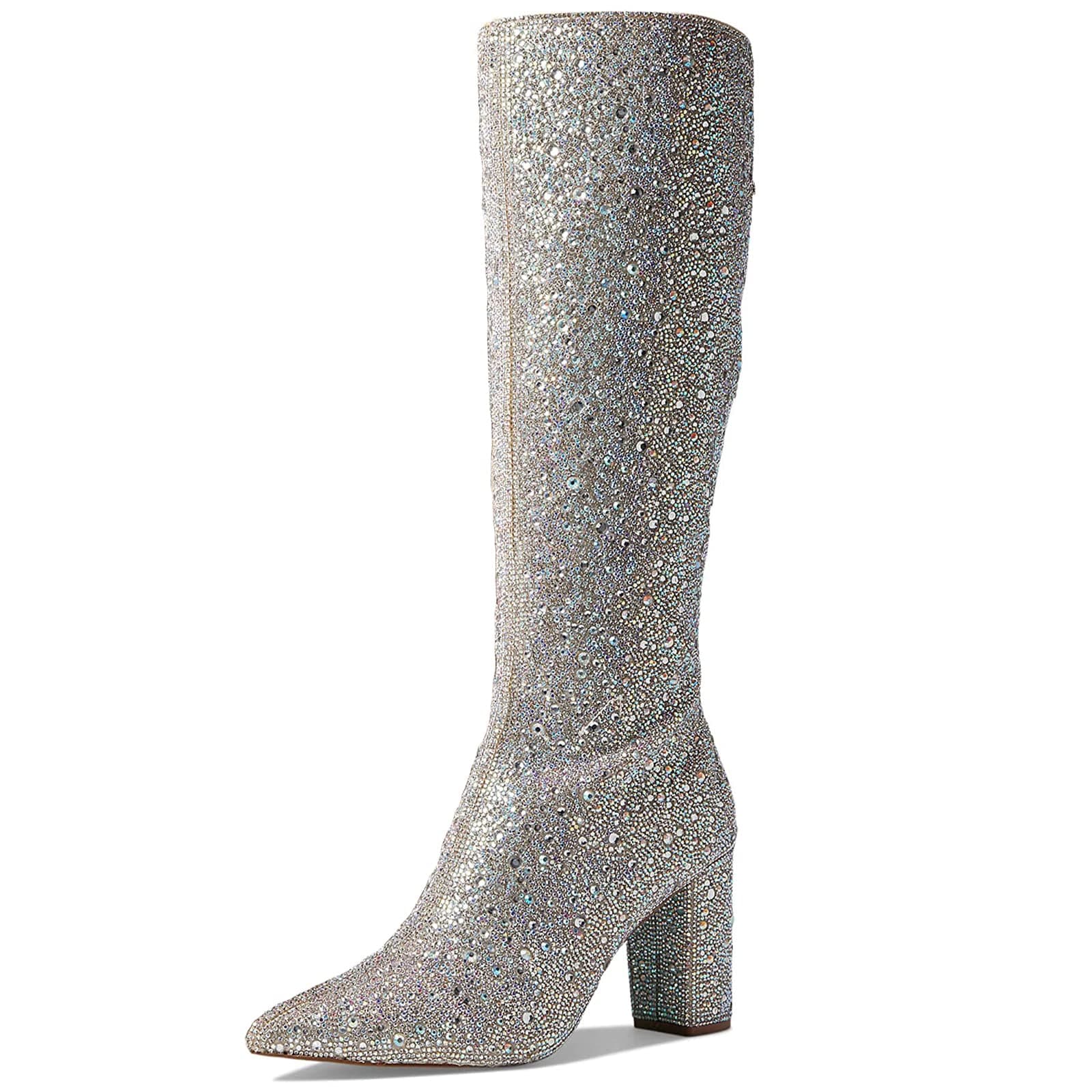 MUCCCUTE Women's Sparkly Rhinestone Ankle Boots for Party and Wedding