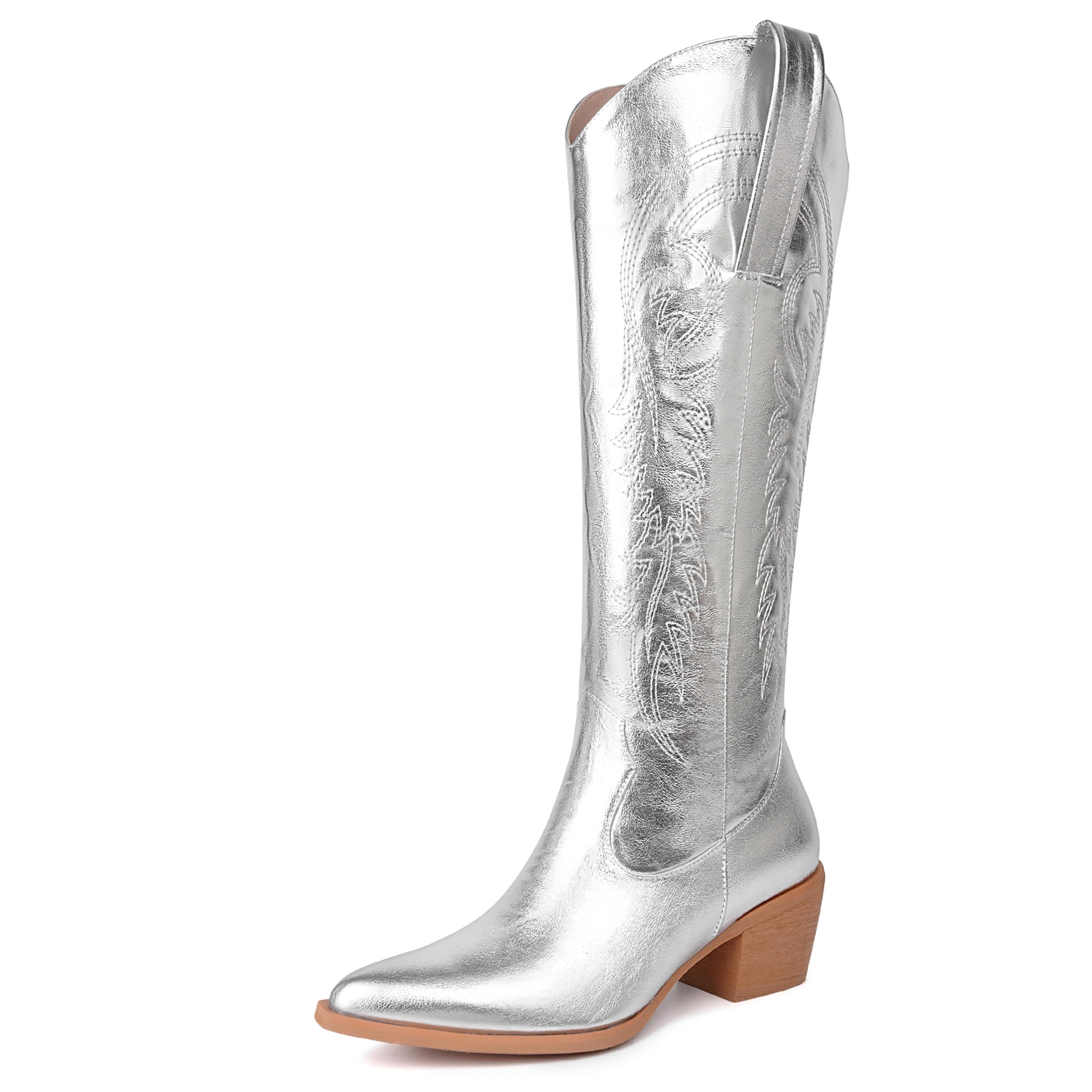 DOBOYG Women's Western Embroidered Cowboy Boots with Chunky Heel Perfect for Country Concerts