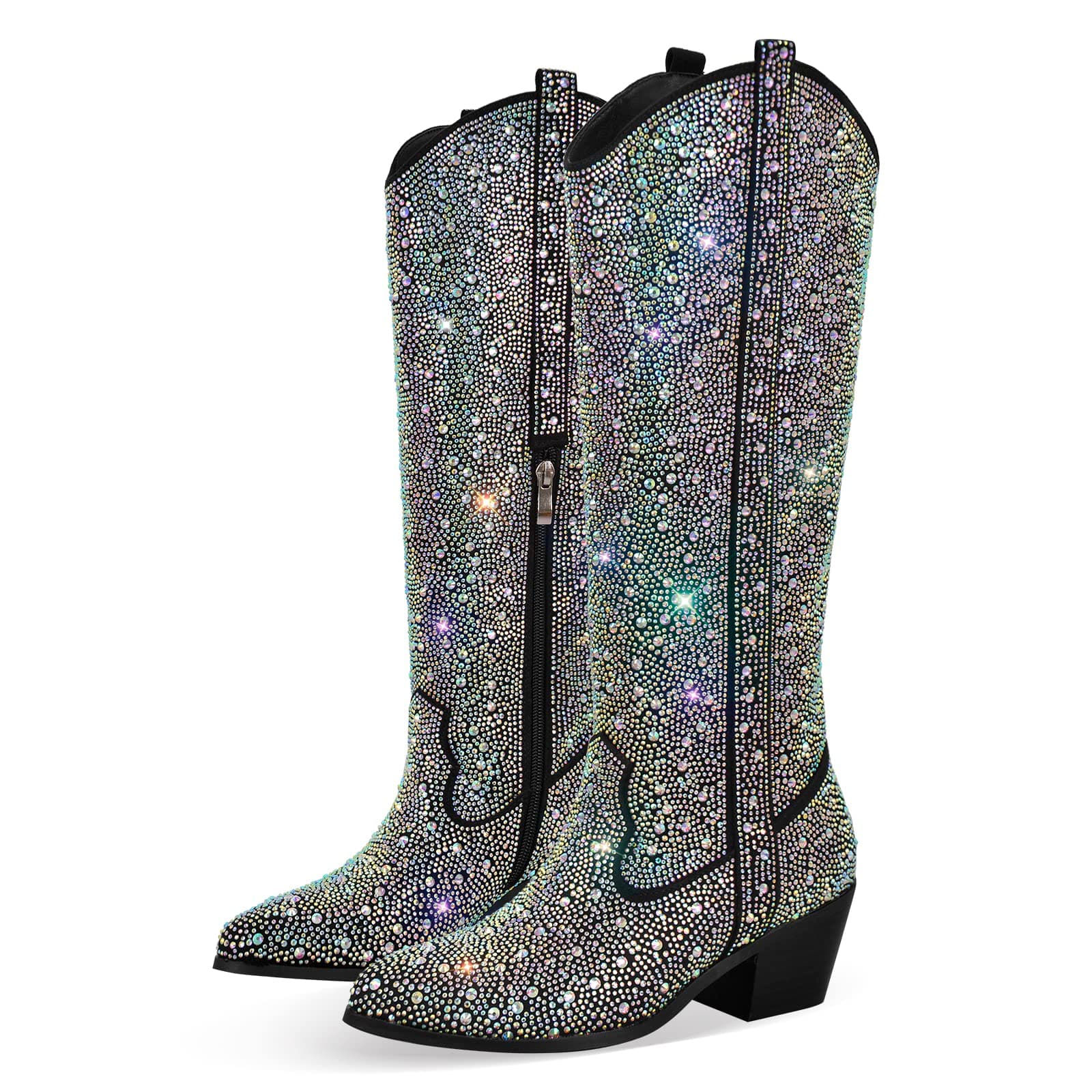 Richеalninni Sparkle Rhinestone Cowboy Boots for Women
