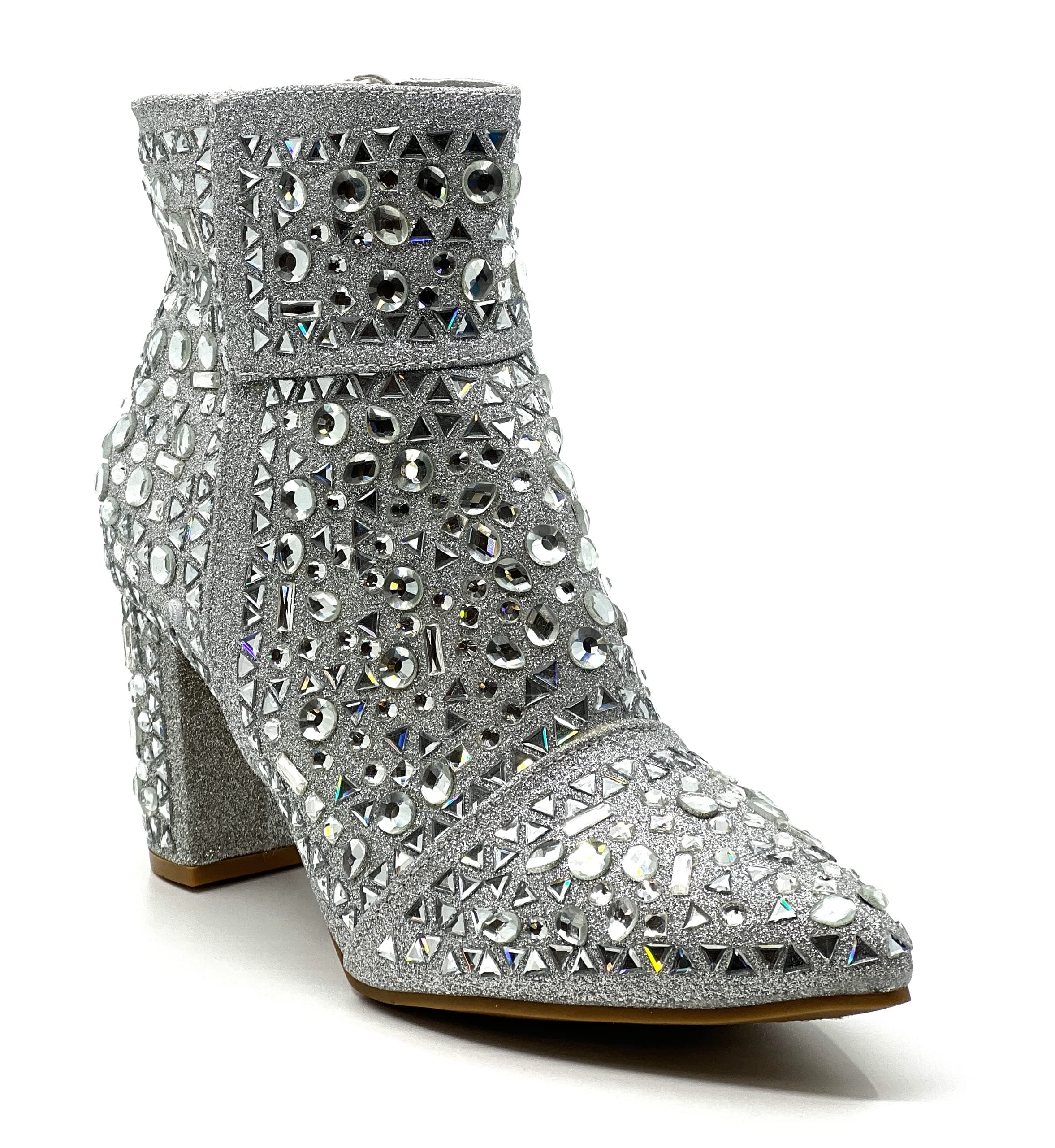 Forever Women's Rhinestone Glitter Ankle Booties
