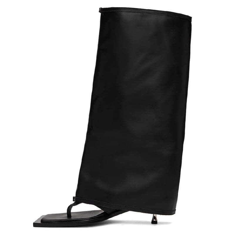 Richealnana Women's Knee High Foldover Stiletto Sandals