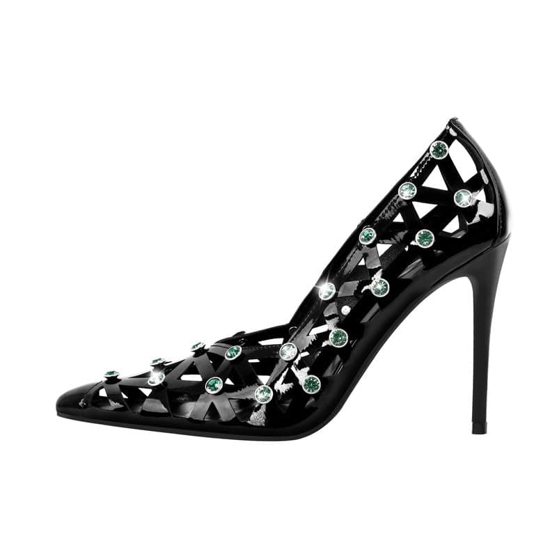 Richealnana Women's Pointed Toe Rhinestone Pumps for Party Prom