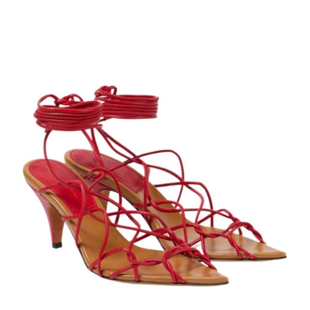 Richealnana Women's Gladiator Strappy Kitten Heel Lace-Up Sandals