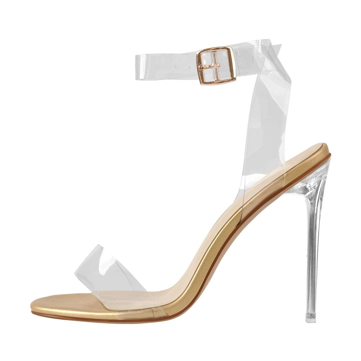 Richealnana Women's Clear High Stilettos Heels Ankle Buckle Sandals