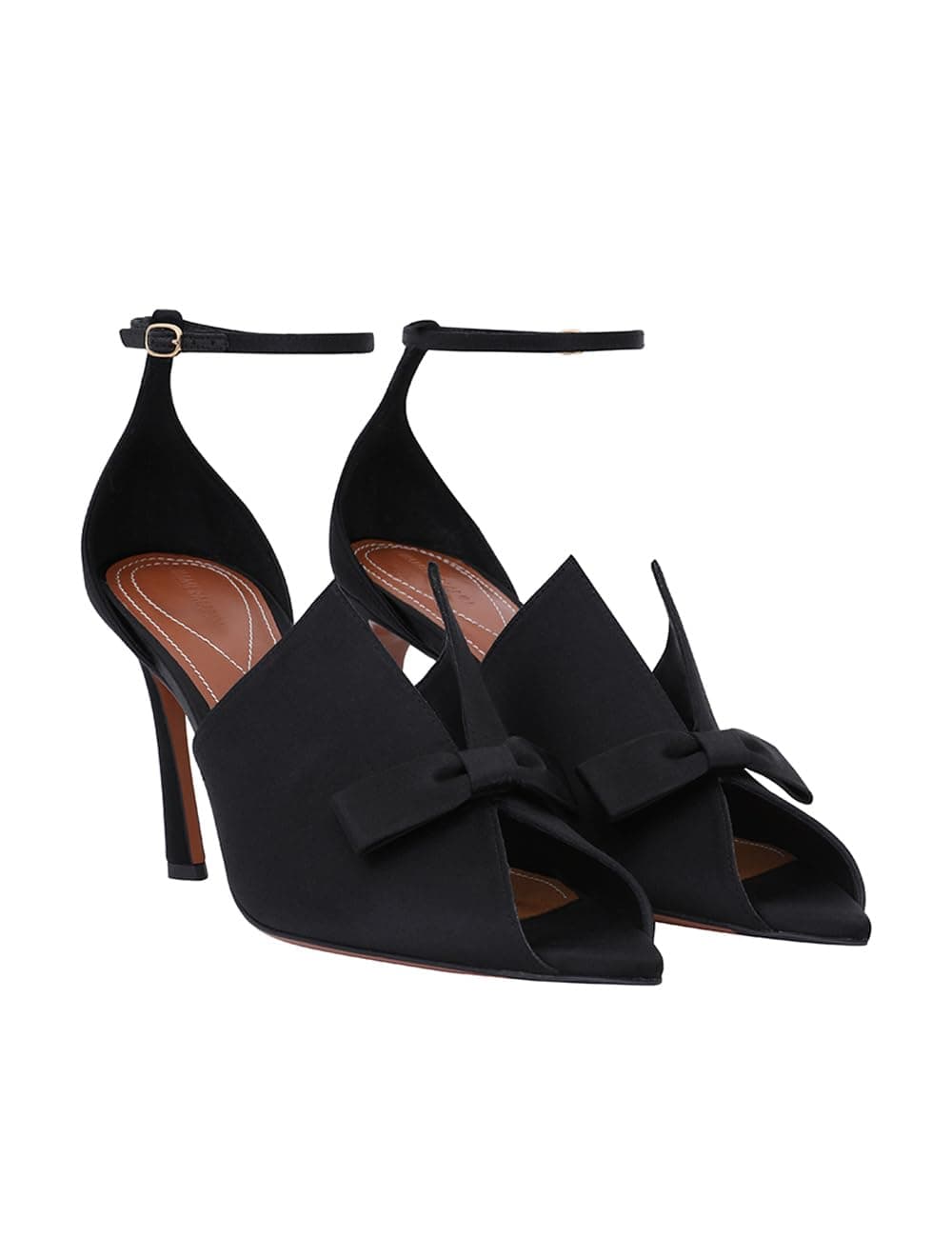 Richealnana Women's Pointed Peep Toe Bow Knot Ankle Strap Stiletto Heel Pumps