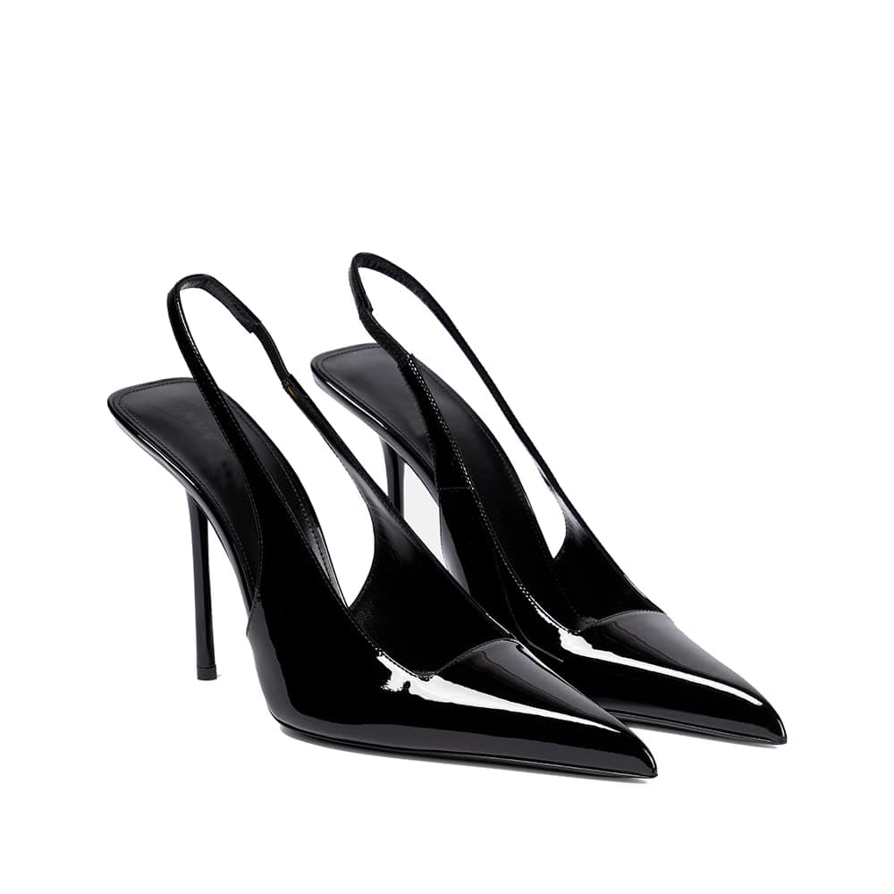THESHY Women's Stretch Slip-on Patent Leather Heels Fashion Shoes