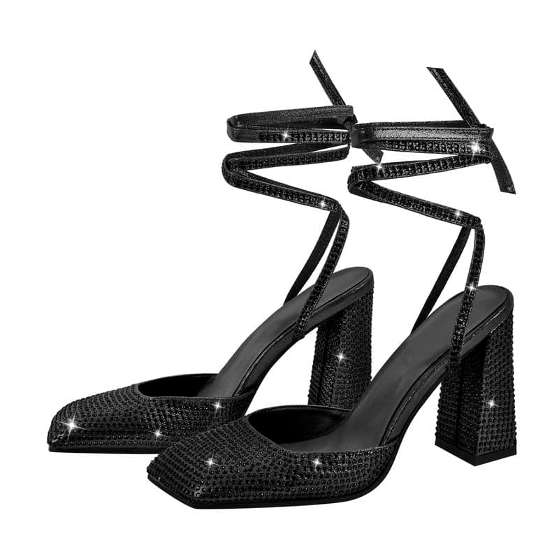 Richealnana Women's Rhinestones Strappy Sandals for Party Prom