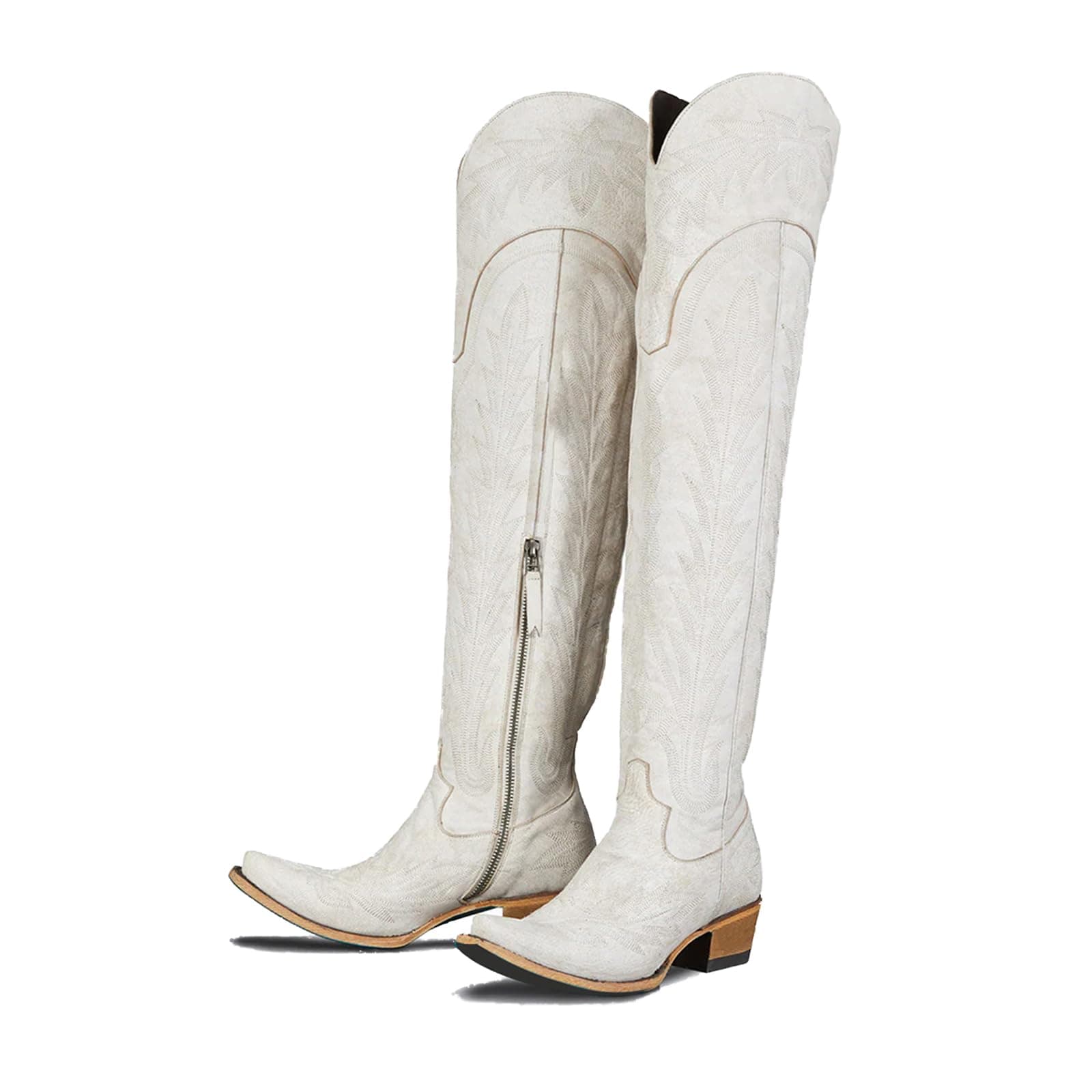 Beautiful Embroidered Cowgirl Boots for Women - Thigh High Western Style Zipper Heel