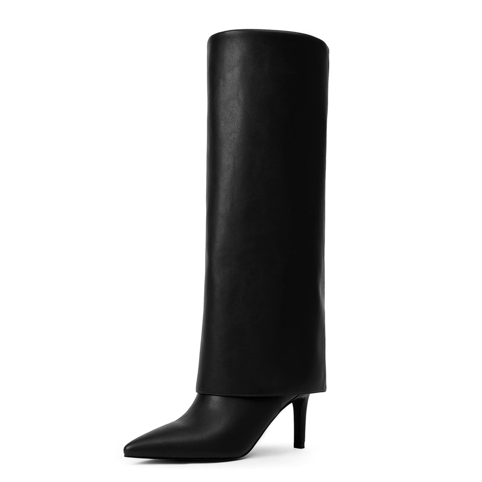 VIUGJNEX Women's Pointed Toe Stiletto Heel Zipper Knee High Boots