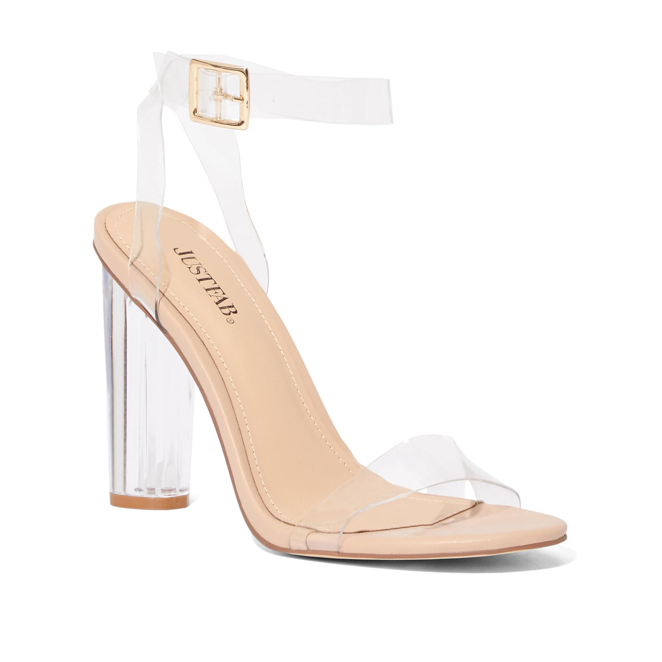 JustFab Women's Clear Chunky High Heel Sandals - Hanna