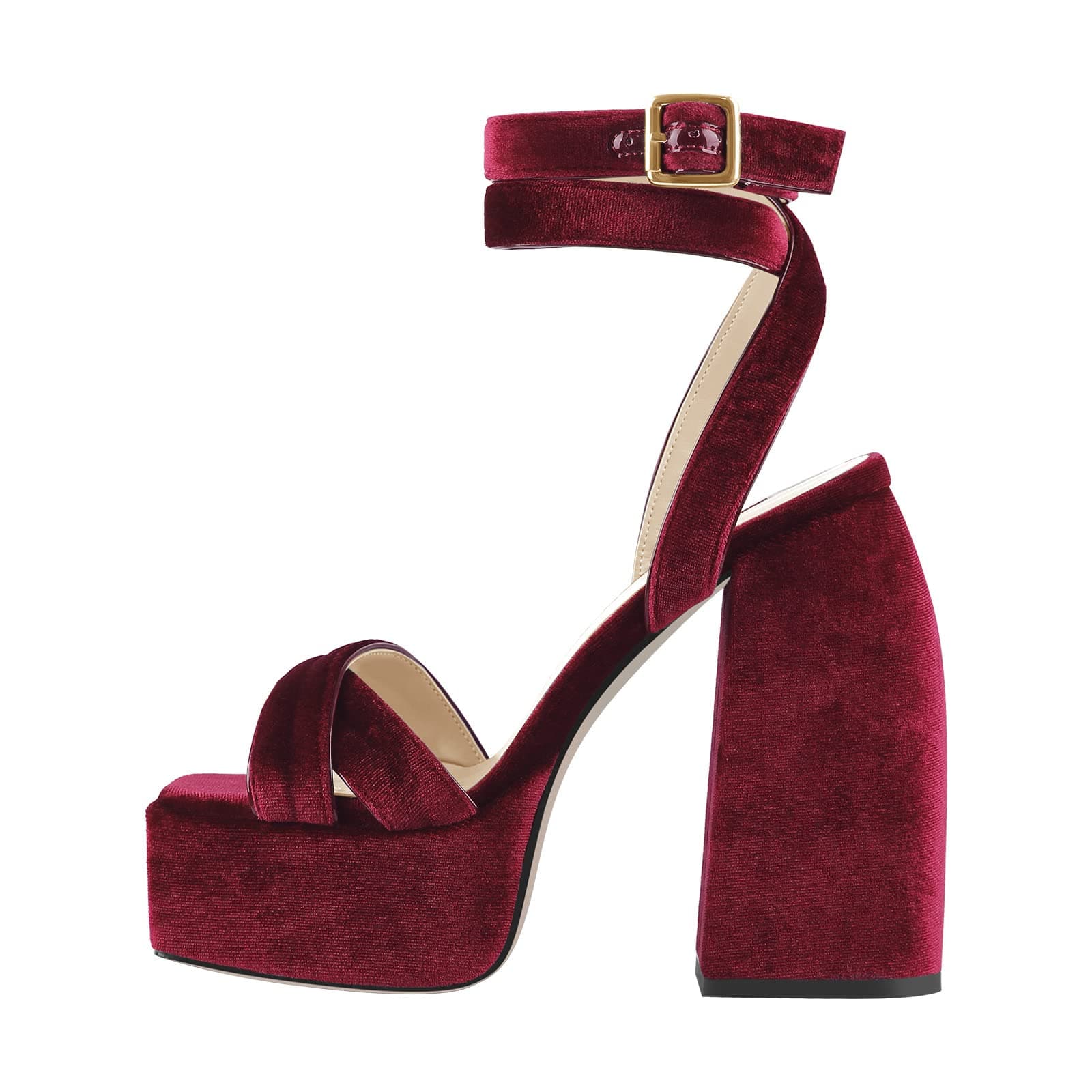 Richealnana Women'sChunky Heel Ankle Strap Sandal With Buckle