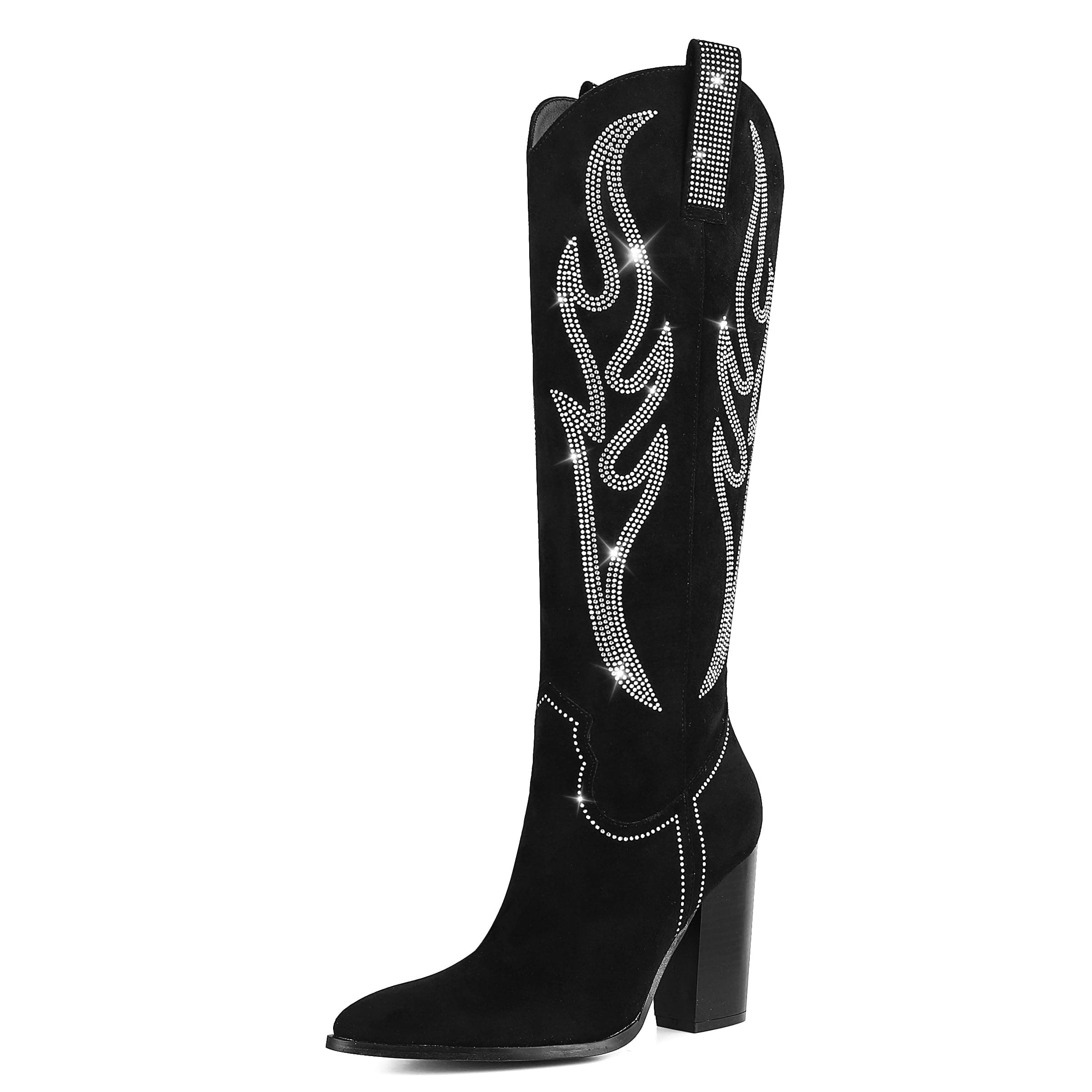 Celbreez Women's Brown Suede Knee-High Western-Fusion Boots