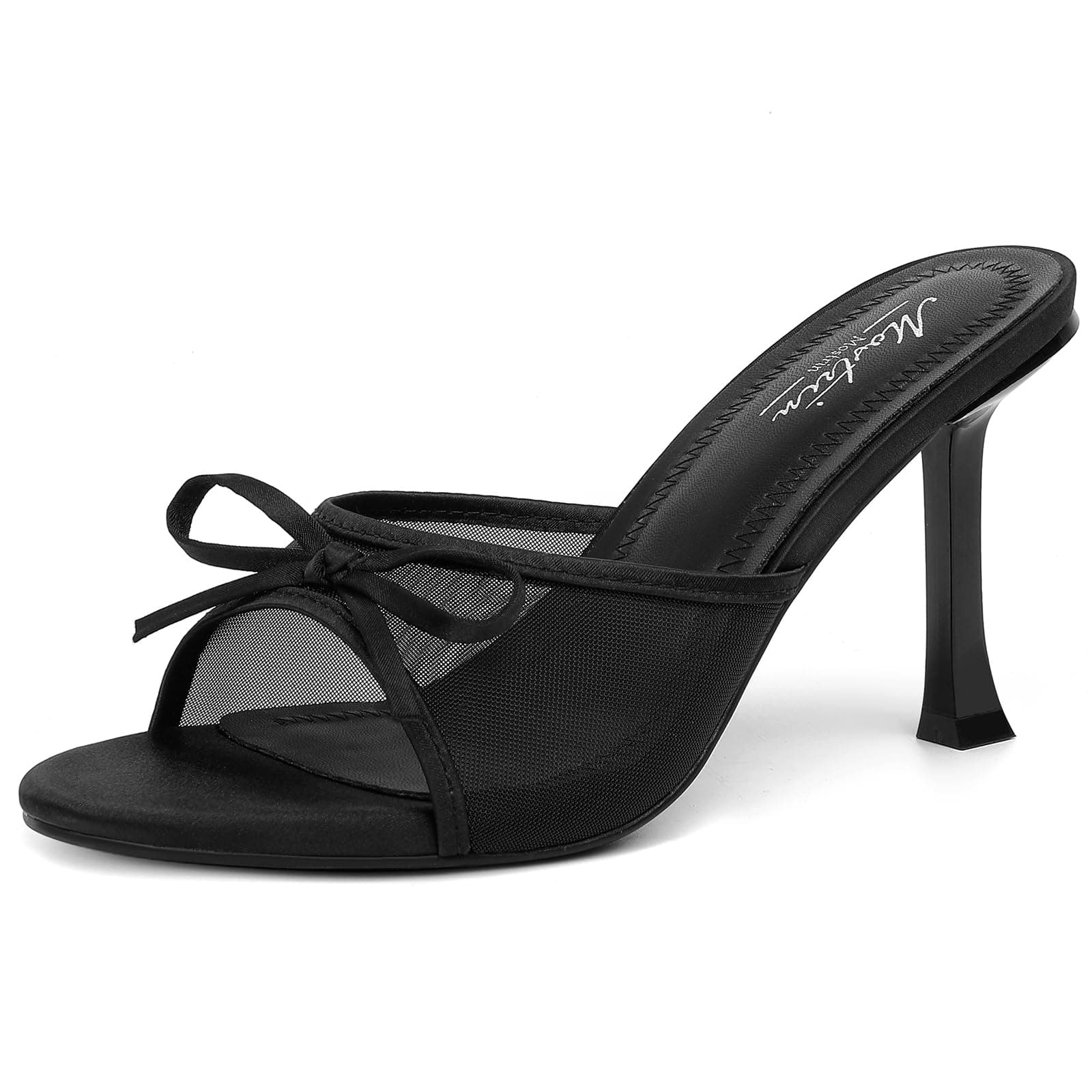 Mostrin Women's Round Toe Vintage Heels with Bow Stiletto Sandals
