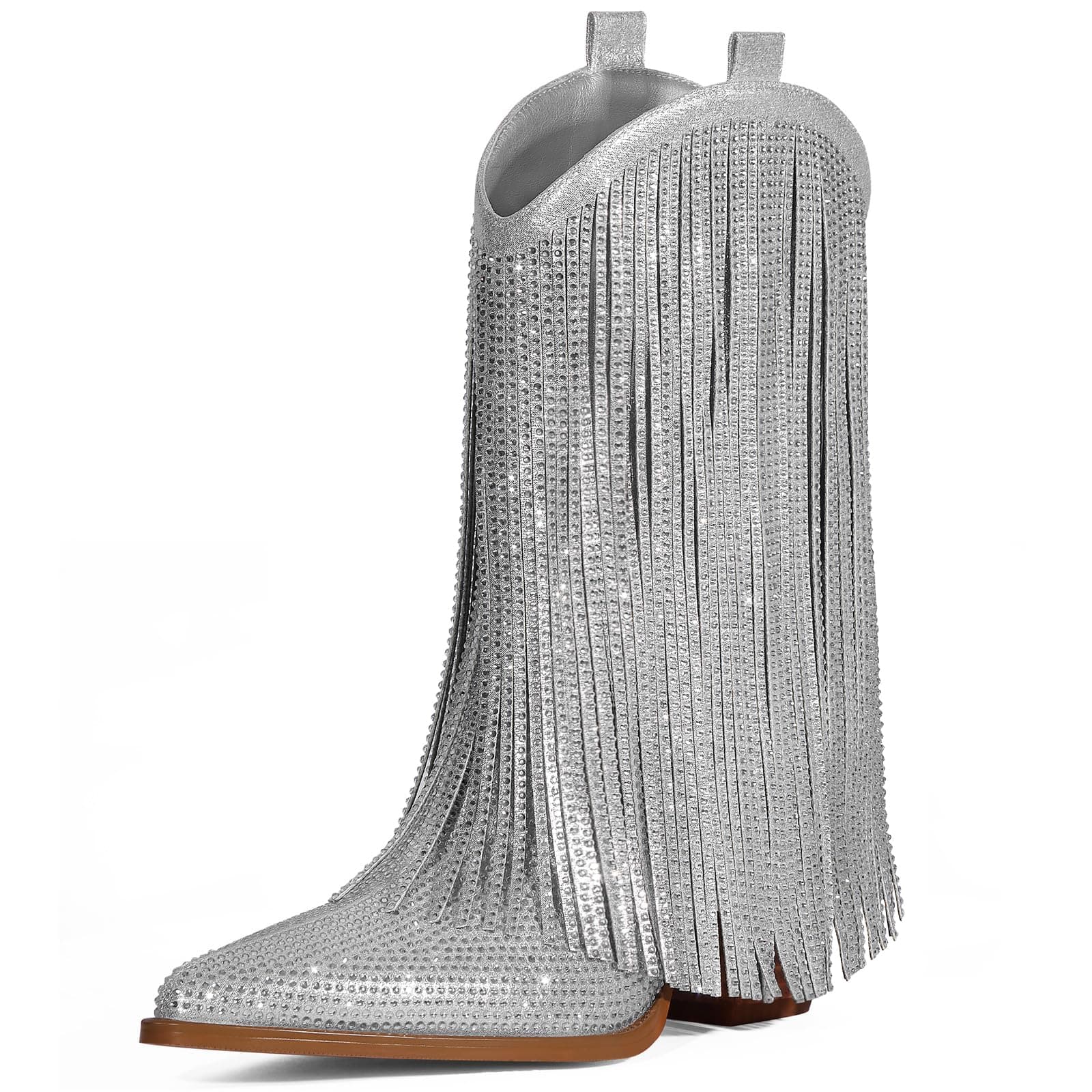 HICLOTSA Sparkly Rhinestone Western Ankle Boots for Women
